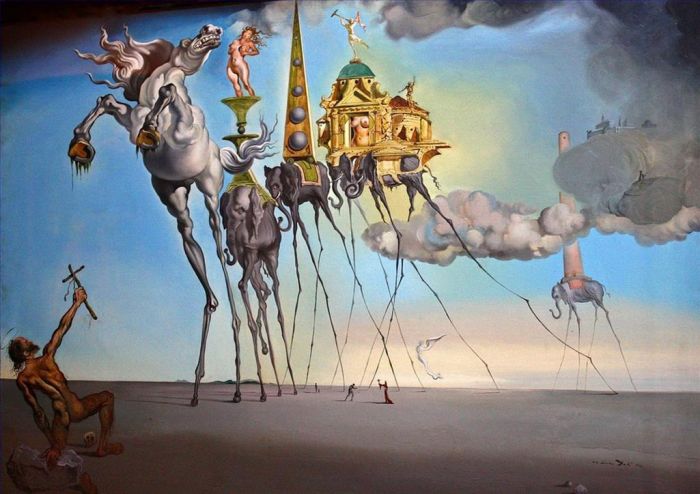 Salvador Dalí Peinture à l'huile - La tentation de saint Antoine