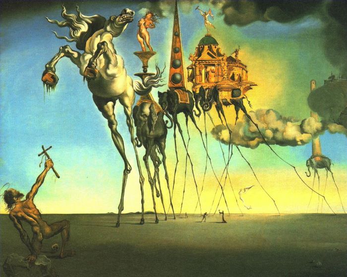 Salvador Dalí Peinture à l'huile - La Tentation de Saint Antoine