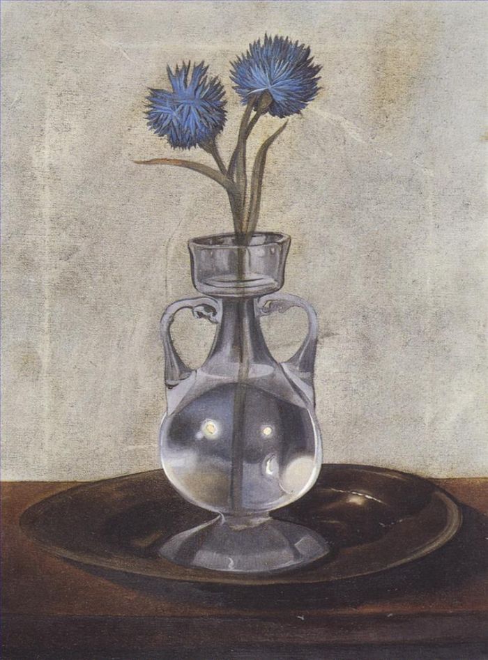 Salvador Dalí Peinture à l'huile - Le vase de bleuets