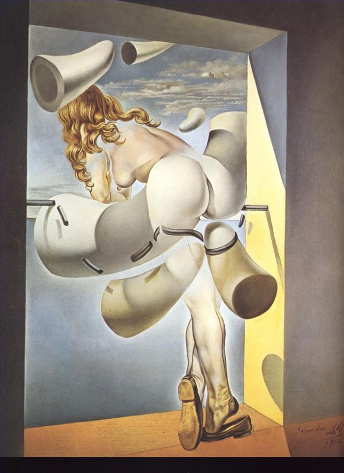 Salvador Dalí Peinture à l'huile - Jeune Vierge Auto Sodomisée Par Les Cornes De Sa Propre Chasteté