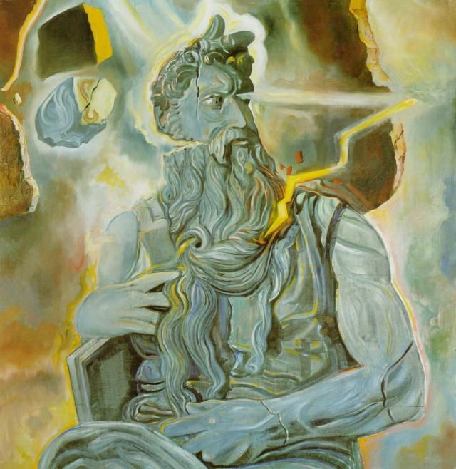 Salvador Dalí Peinture à l'huile - Après Moïse de Michel-Ange sur le tombeau de Jules II à Rome