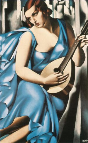Tamara de Lempicka œuvre - Femme bleue avec une guitare 1929