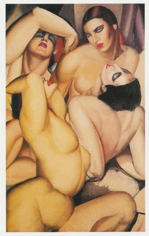 Peinture à l'huile contemporaine - Groupe de quatre nus 1925