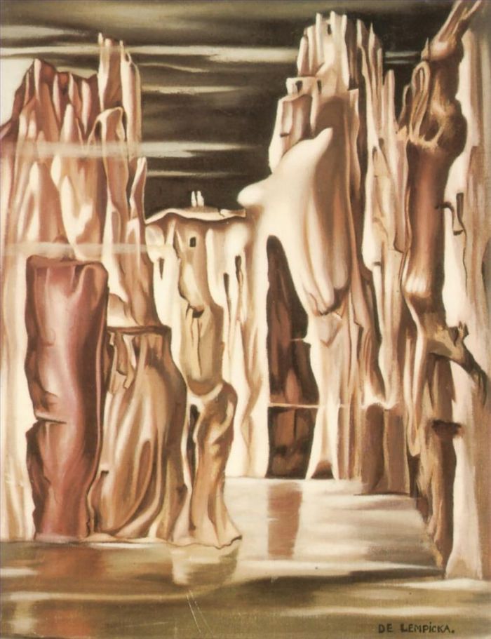 Tamara de Lempicka Peinture à l'huile - Paysage surréaliste