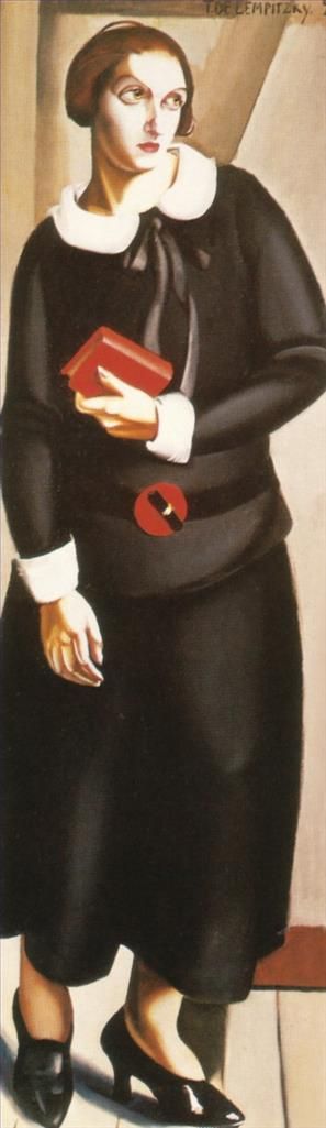 Tamara de Lempicka Peinture à l'huile - Femme en robe noire 1923