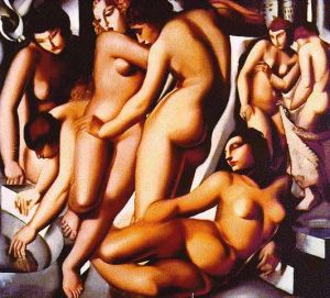 Peinture à l'huile contemporaine - Femmes se baignant 1929