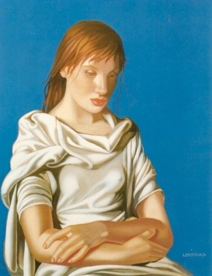 Tamara de Lempicka Peinture à l'huile - Jeune femme aux bras croisés 1939