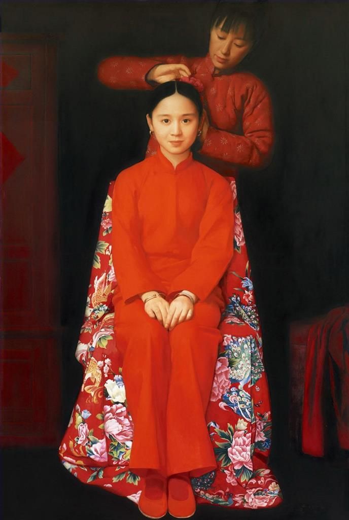 WANG Yidong Peinture à l'huile - Fille à marier