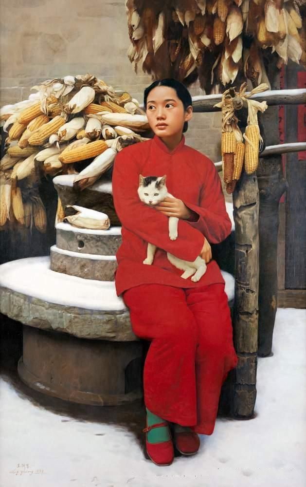 WANG Yidong Peinture à l'huile - Neige en mars