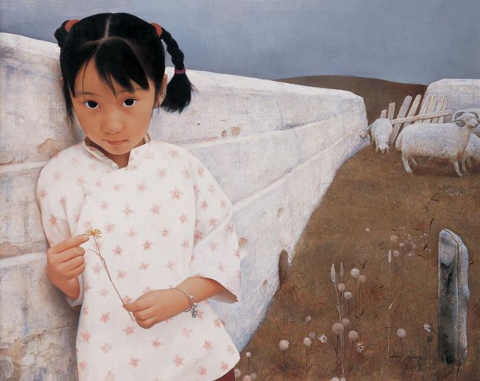 WANG Yidong Peinture à l'huile - Yimeng Enfant 1994