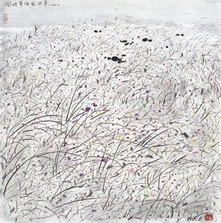 Wu Guanzhong Art Chinois - L'émergence des bovins et des ovins