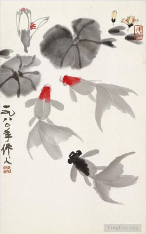 Wu Zuoren œuvre - Poissons rouges 1980