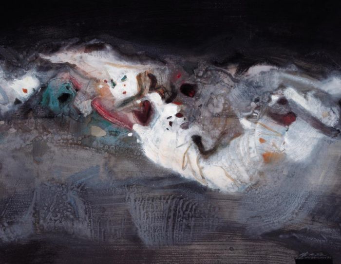 Chu Teh-Chun Peinture à l'huile - Lumière de résonance 1983