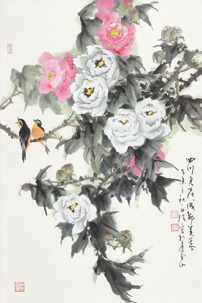 Bai Lu Art Chinois - Peinture de fleurs et d'oiseaux dans le style traditionnel chinois 2