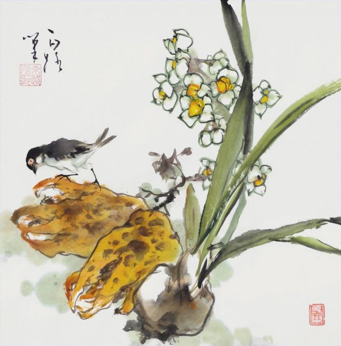 Bai Lu Art Chinois - Peinture de fleurs et d'oiseaux dans le style traditionnel chinois 3