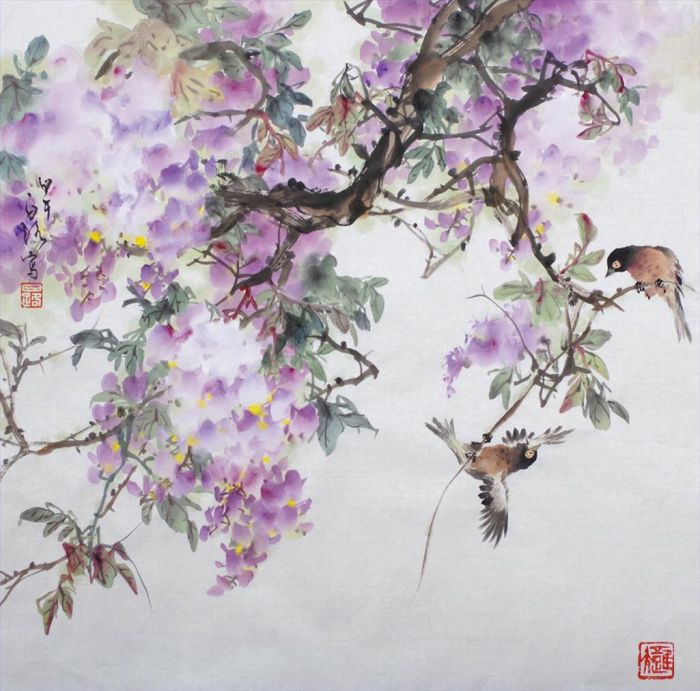 Bai Lu Art Chinois - Peinture de fleurs et d'oiseaux dans le style traditionnel chinois 5