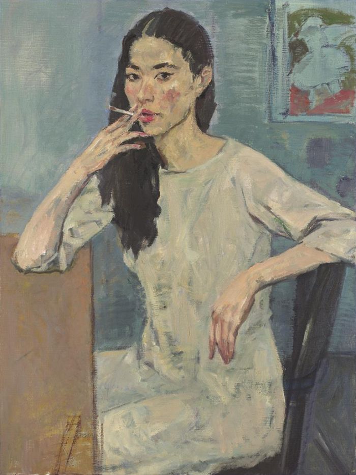 Cao Ming Peinture à l'huile - Fumée