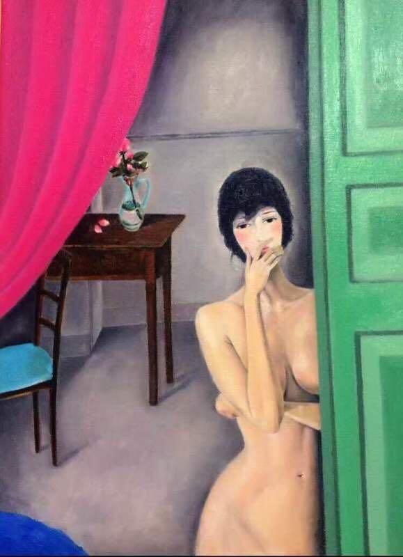 Cheng Huili Peinture à l'huile - Aussi silencieux qu'une fleur 3