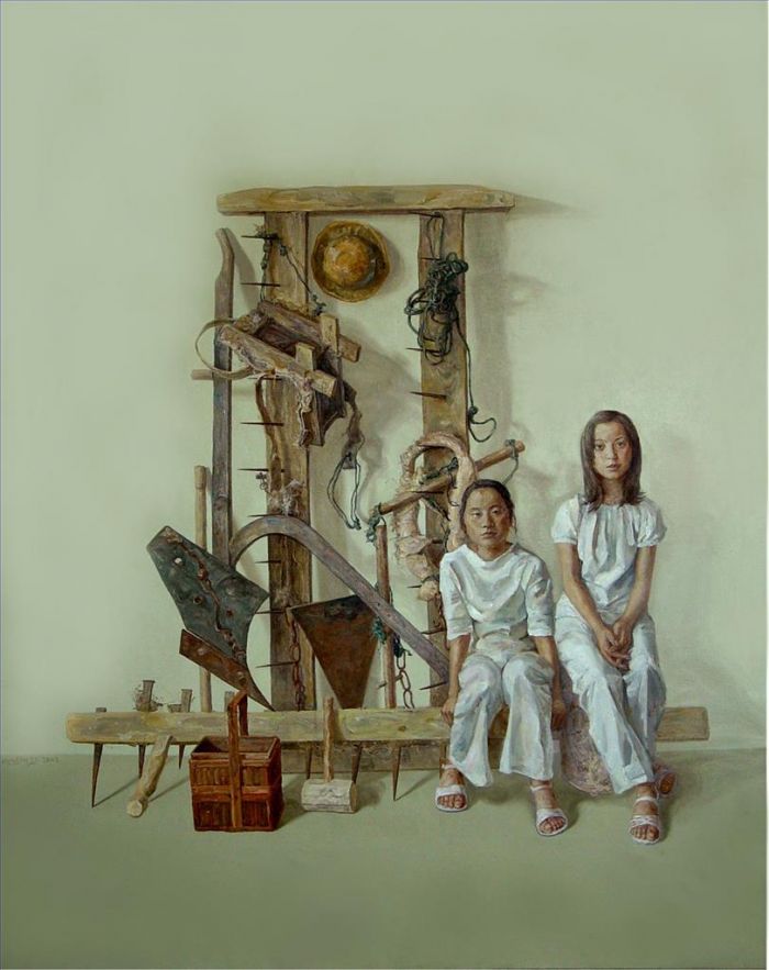 Chen Lingjie Peinture à l'huile - L'histoire de grand-père