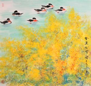 Chen Zhihong œuvre - Peinture de fleurs et d'oiseaux dans le style traditionnel chinois 2