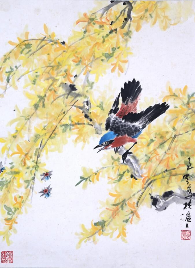 Chen Zhihong Art Chinois - Peinture de fleurs et d'oiseaux dans le style traditionnel chinois 3