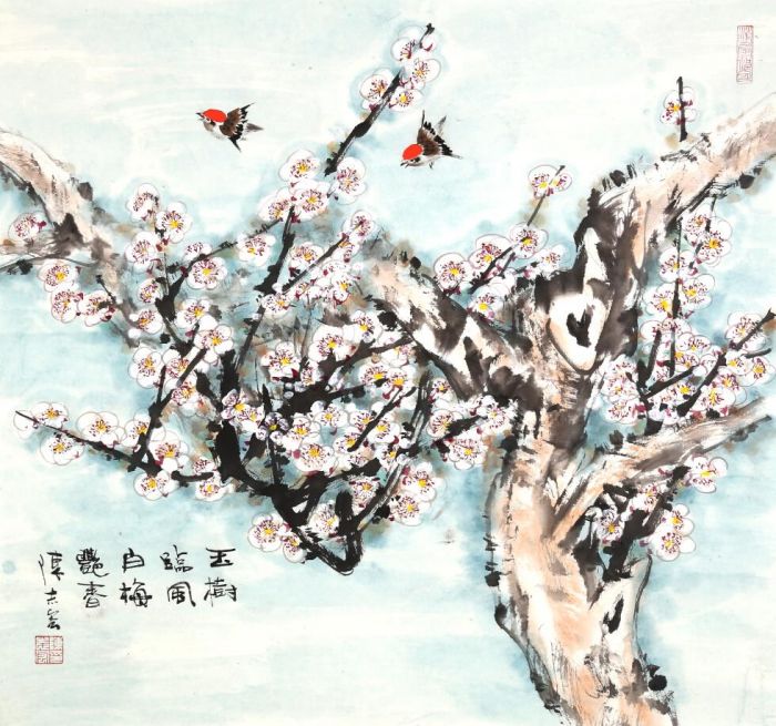 Chen Zhihong Art Chinois - Peinture de fleurs et d'oiseaux dans le style traditionnel chinois 7