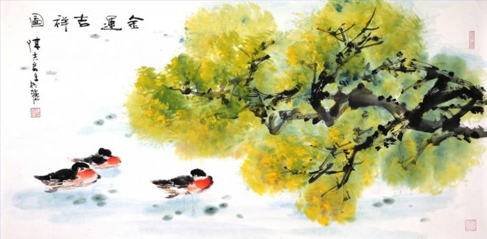 Chen Zhihong Art Chinois - Peinture de fleurs et d'oiseaux dans un style traditionnel chinois