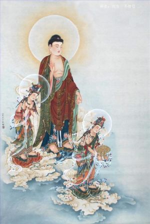 Cui Ximin œuvre - Rencontre et guide par les trois saints occidentaux