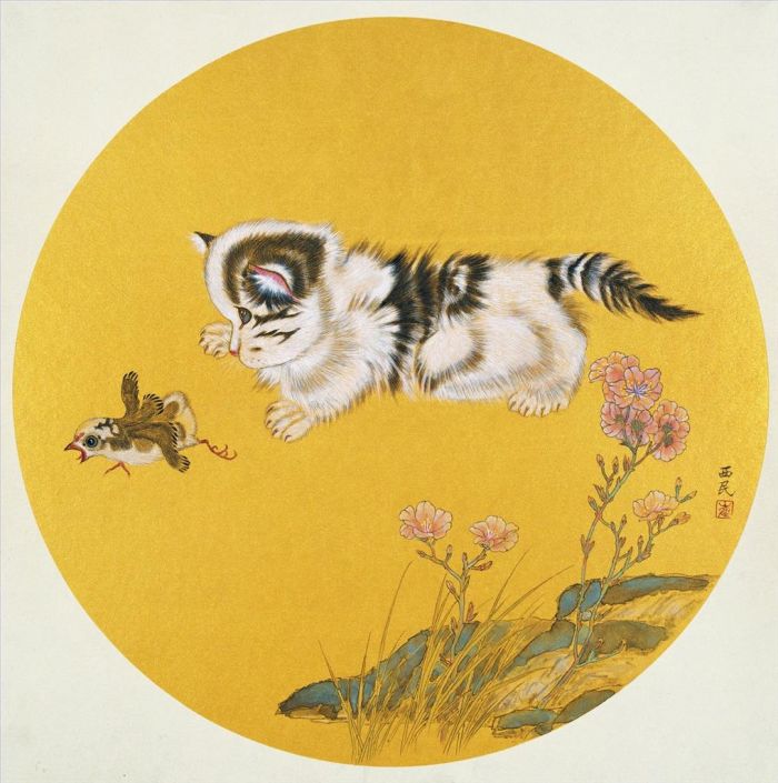 Cui Ximin Art Chinois - Le chat