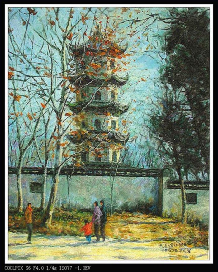 Ding Longfa Peinture à l'huile - Montagne Wuchang Sheshan