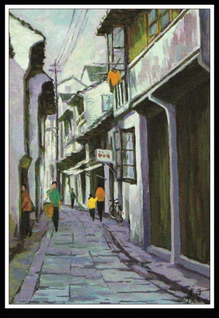 Ding Longfa Types de peintures - Une vieille ruelle à Hankou