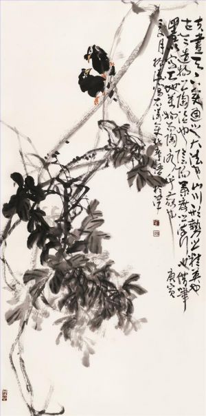 Dong Zhentao œuvre - Peinture de fleurs et d'oiseaux dans un style traditionnel chinois