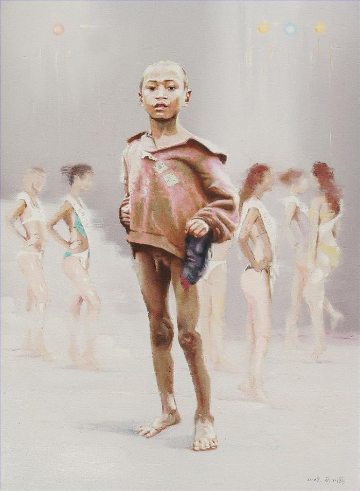 Duan Yuhai Peinture à l'huile - Scène du temps restant des enfants