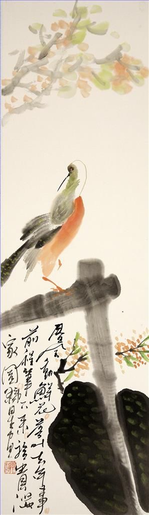 Fan Tiexing œuvre - Peinture de fleurs et d'oiseaux dans le style traditionnel chinois 2