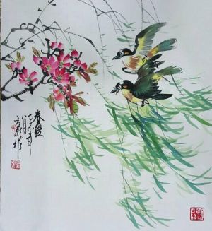 Fang Biao œuvre - Peinture de fleurs et d'oiseaux dans le style traditionnel chinois 3