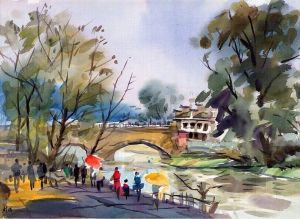 Fu Zilong œuvre - Village Hong dans l’Anhui