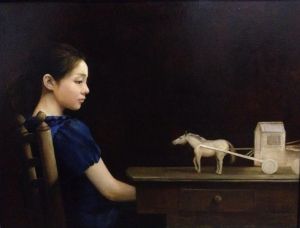 Peinture à l'huile contemporaine - Mes rêves série 9 en attendant le cheval blanc