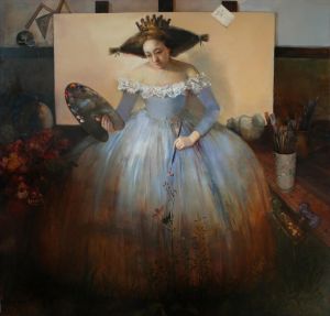 Peinture à l'huile contemporaine - Pinceau et coeur série My Dreams
