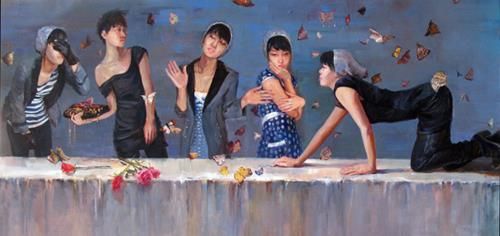 Gao Guizi Peinture à l'huile - La séduction des jeunes filles
