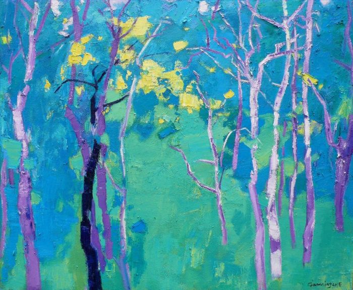Gao Ming Peinture à l'huile - L'herbe et les arbres savent quand arrive le printemps