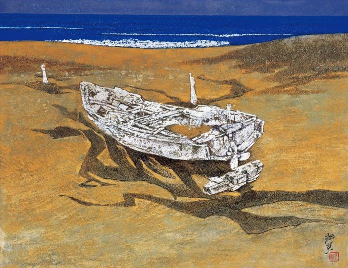Guo Jiying Art Chinois - Dune de sable et mer
