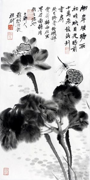 Han Lu œuvre - Peinture de fleurs et d'oiseaux dans un style traditionnel chinois