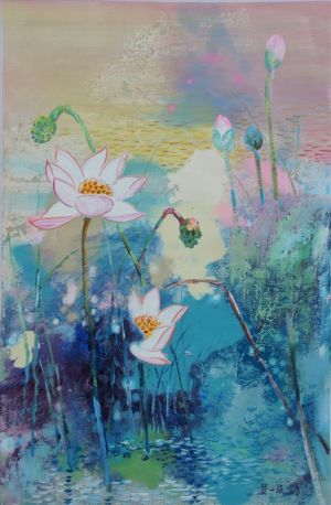 Peinture à l'huile contemporaine - Lotus11