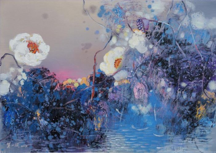 He Yimin Peinture à l'huile - Piscine de lotus 2