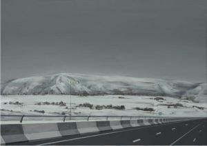 Peinture à l'huile contemporaine - La route en hiver