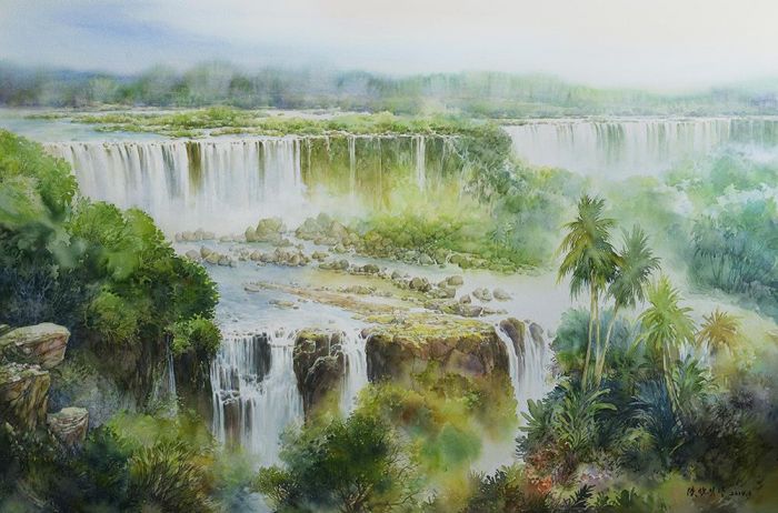 Hou Xiaoming Types de peintures - Écoutez La Cascade