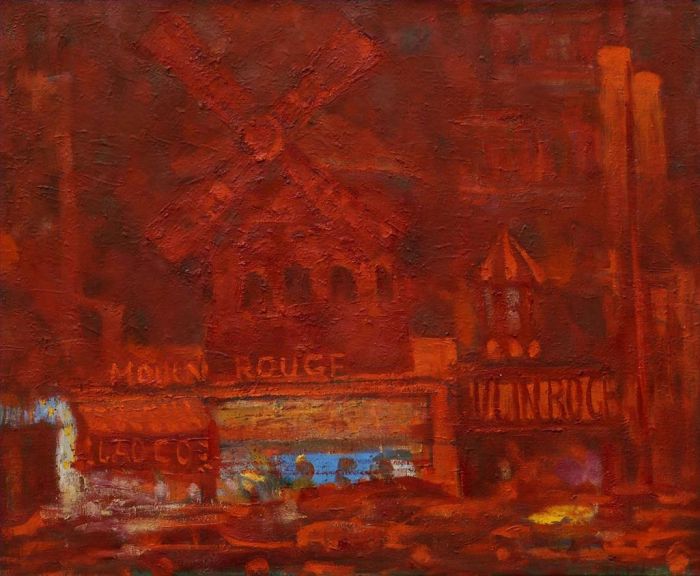 Hu Renqiao Peinture à l'huile - Moulin Rouge