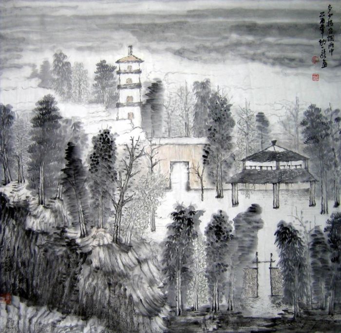 Hu Yilong Art Chinois - Bâtiments anciens dans l'histoire
