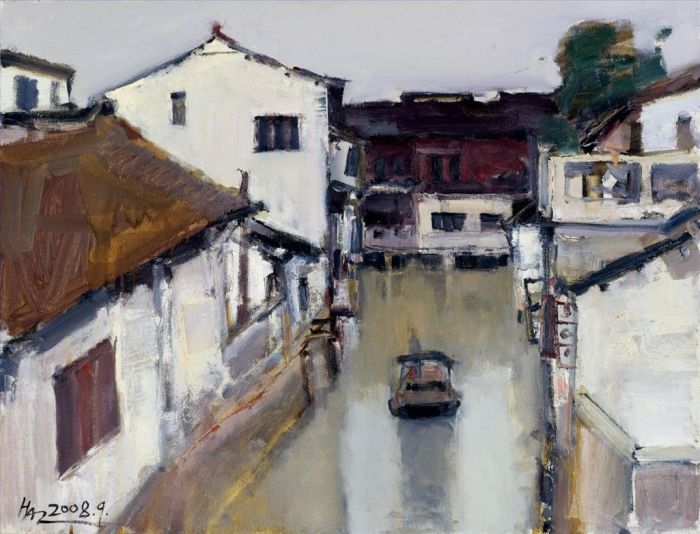 Huang Azhong Peinture à l'huile - Zhujiajiao