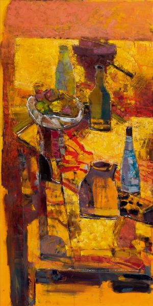 Peinture à l'huile contemporaine - Navires sur la table